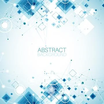 Template for science and technology presentation. Plexus style background. Illustrazione stock