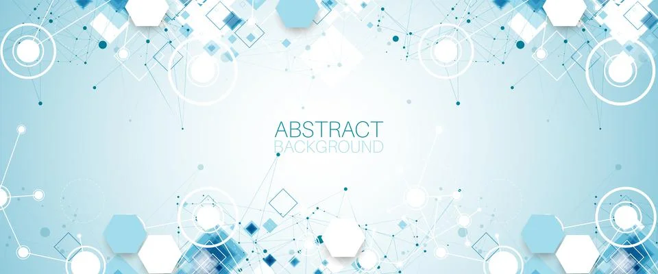 Template for science and technology presentation. Plexus style background. Stock Illustration