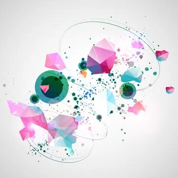 Template for science and technology presentation. Plexus style background. Stock Illustration