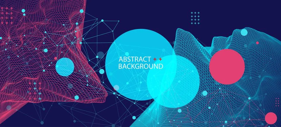 Template for science and technology presentation. Plexus style background. Illustrazione stock