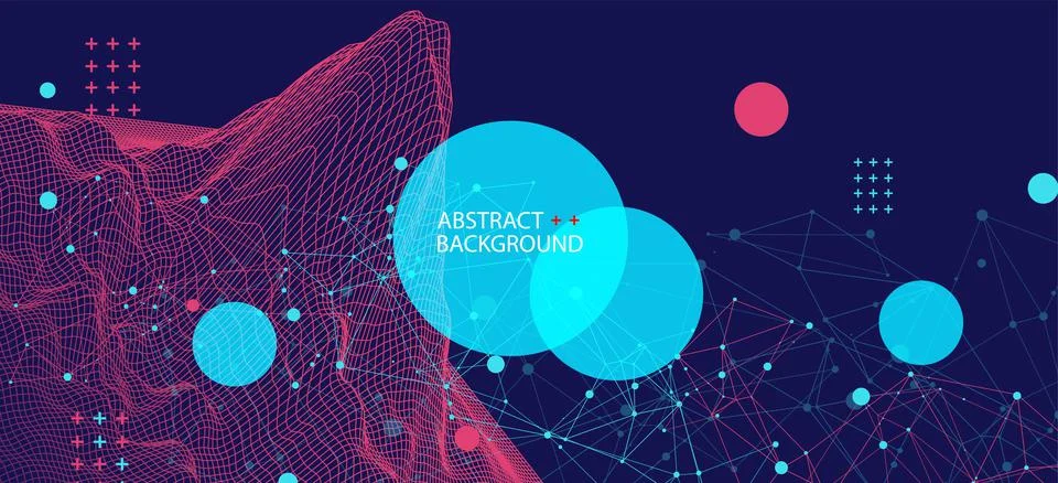 Template for science and technology presentation. Plexus style background. 스톡 일러스트