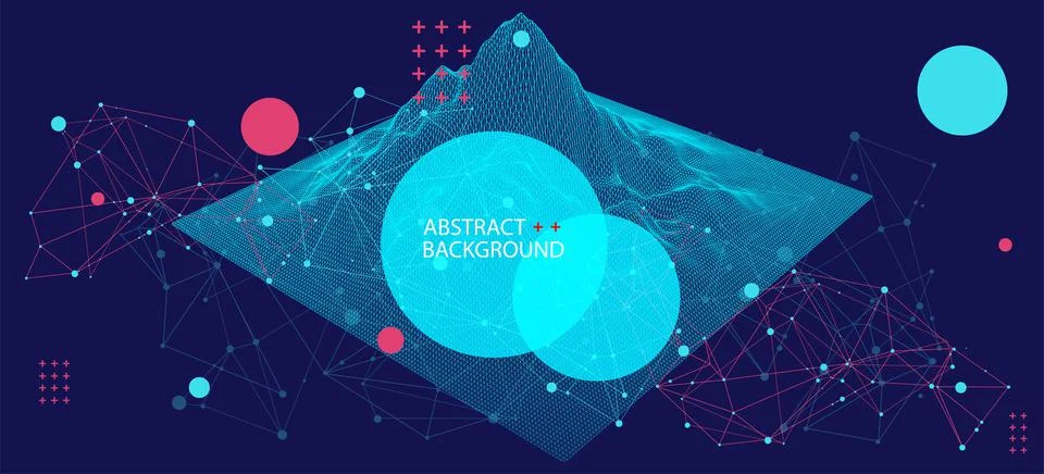 Template for science and technology presentation. Plexus style background. Stock Illustration