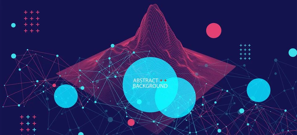 Template for science and technology presentation. Plexus style background. Illustrazione stock