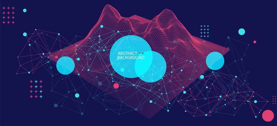 Template for science and technology presentation. Plexus style background. Illustrazione stock