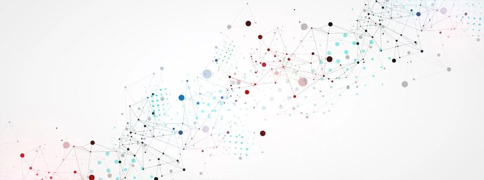 Template for science and technology presentation. Circles are connected by li Stock Illustration