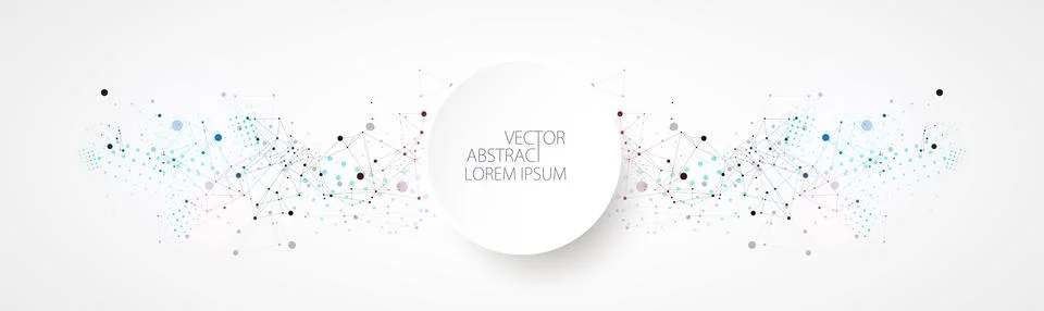 Template for science and technology presentation. Circles are connected by li 스톡 일러스트