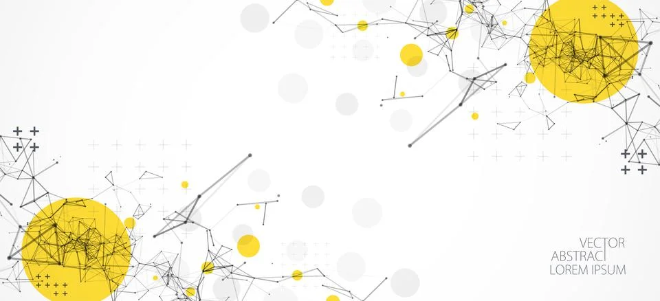 Template for science and technology presentation. Plexus style background. Illustrazione stock