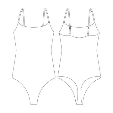 Template scoop bodysuit vector illustration flat design outline clothing co.. Stock Illustration