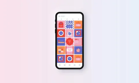 Template Screen Interface Application Posts for Social Media イラスト素材