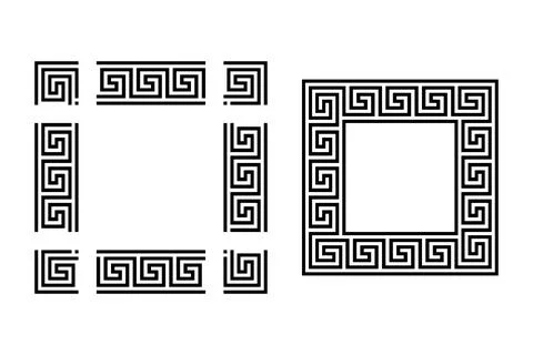 Template for a seamless meander design with a square frame Stock Illustration