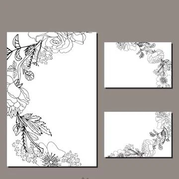 Template set or your design, greeting cards. Illustrazione stock