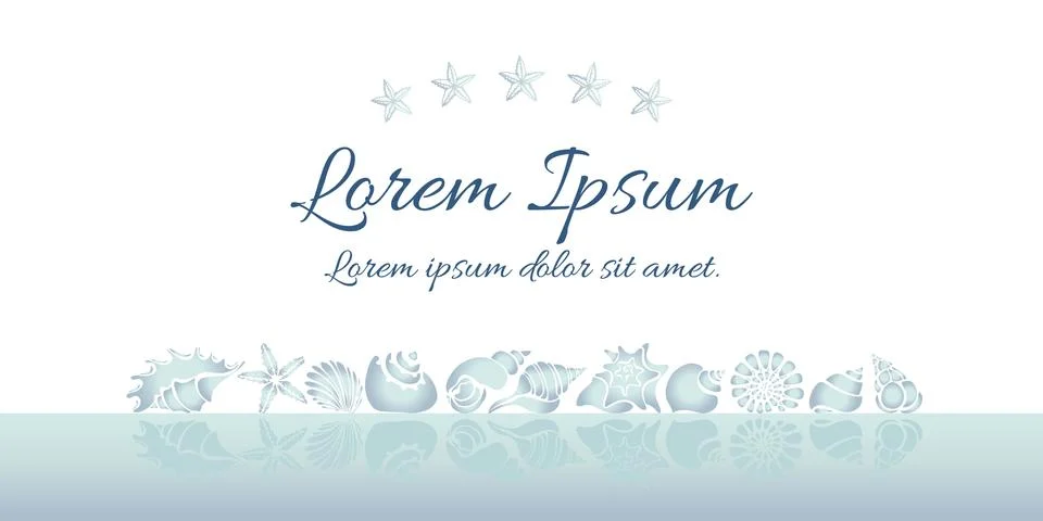 Template. Set of silhouettes of sea shells. Starfish, shell, conch, spiral, h Stock Illustration