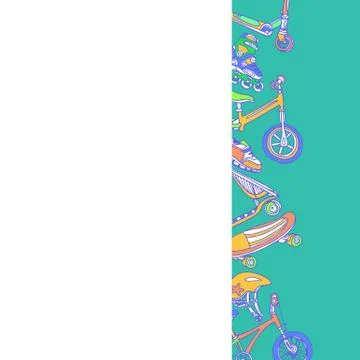 Template. Set of sporting goods. Place for text. Vector illustration for gree Stock-Illustration