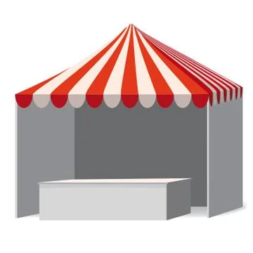 Template shopping stand canopy empty market stall with red and white striped Stock Illustration