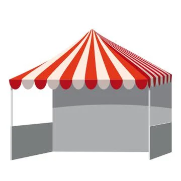 Template shopping stand canopy empty market stall with red and white striped Stock Illustration