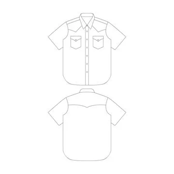Template short sleeve single point pockets western shirt vector illustratio.. Stock Illustration