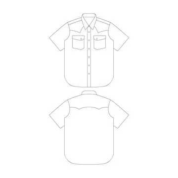 Template short sleeve slanted pockets western shirt vector illustration fla.. Stock Illustration