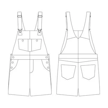 Template shorts bib overall vector illustration flat design outline clothin.. Stock Illustration
