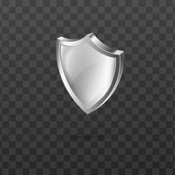 Template of silver metal security shield realistic vector illustration isolated. Stock Illustration
