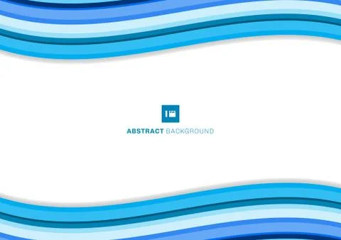 Template simple blue wave lines minimal curve paper layer modern elegant on w Stock Illustration