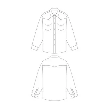 Template single point pockets western shirt vector illustration flat design.. Stock Illustration