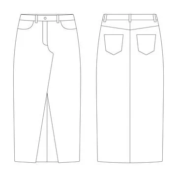 Template slim skirt with slit vector illustration flat design outline cloth.. Stock Illustration