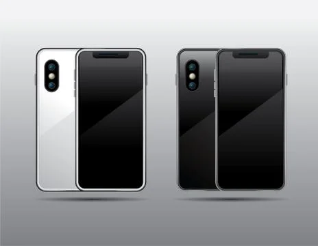 Template Smartphone black&amp;white , Mock up, vibrant colorful wallpaper, Vector Stock Illustration
