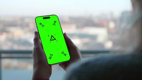 Template Smartphone Device, Mockup Phone Design App City Horizon Background View Stock Footage 295233850