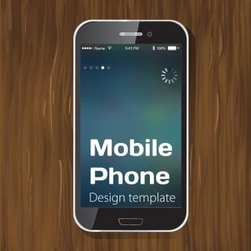Template smartphone on a wooden background Stock Illustration