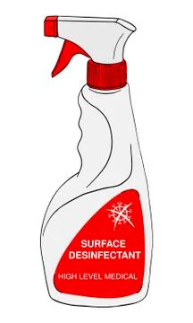 Template spray bottle high level medical surface premise disinfectant. Produc Stock Illustration