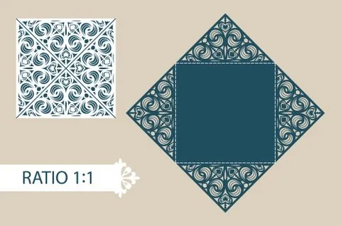 Template square folding cards for greeting, invitations, menus, etc Stock Illustration