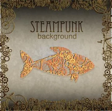 Template steampunk design for card. Frame steampunk style Stock Illustration