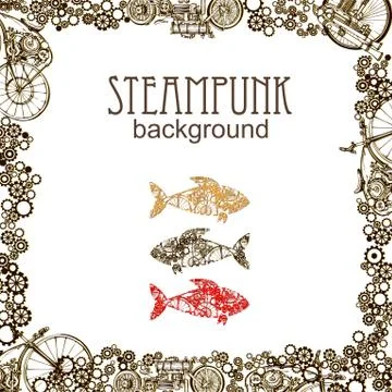 Template steampunk design for card. Frame steampunk Stock Illustration