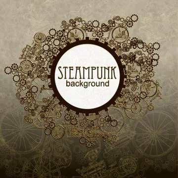 Template steampunk design for card. Frame steampunk Stock Illustration