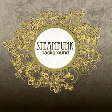 Template steampunk design for card. Frame steampunk Stock Illustration