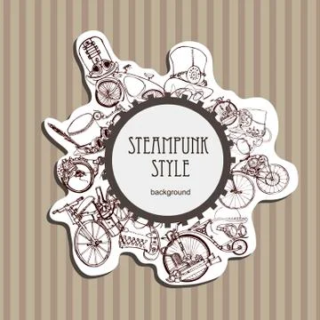 Template steampunk design for card. Frame steampunk background. Stock Illustration