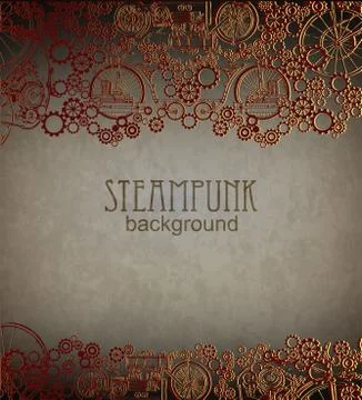Template steampunk design for card. Frame steampunk style Stock Illustration
