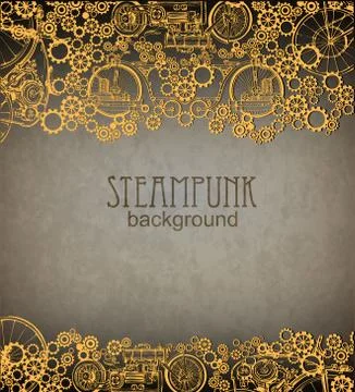 Template steampunk design for card. Frame steampunk style Stock Illustration