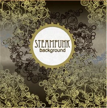 Template steampunk design for card. Frame steampunk Stock Illustration