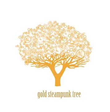 Template steampunk design for card whith stylized tree. Stock Illustration