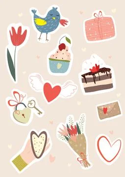 Template for Sticker kit, Greeting, Congratulations, Invitations, Planners. V Stock Illustration