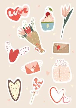 Template for Sticker kit, Greeting, Congratulations, Invitations, Planners. V Stock Illustration