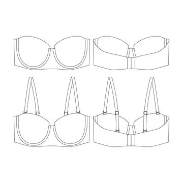 Template strapless lightly lined bra vector illustration flat design outlin.. Stock Illustration