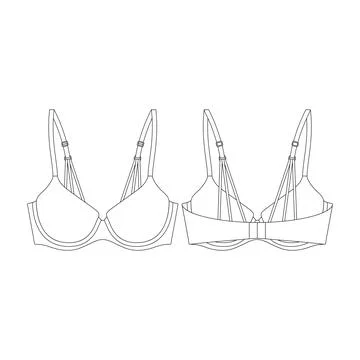 Template strappy back push up bra vector illustration flat design outline c.. Stock Illustration