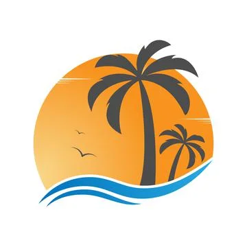 Template for the summer holiday logo. Vector illustration Stock Illustration