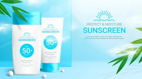 Template of sunscreen ad banner Stock Illustration