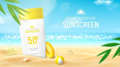 Template of sunscreen ad banner Stock Illustration