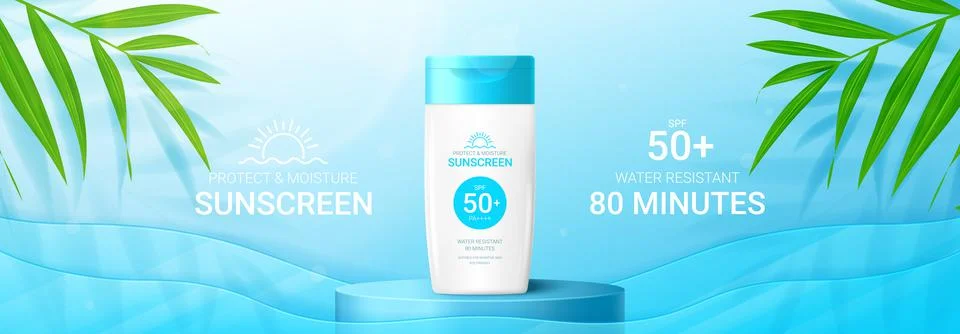 Template of sunscreen ad banner Stock Illustration