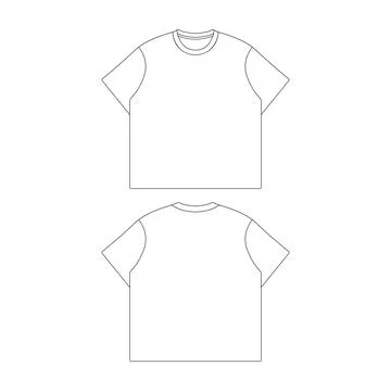 Template t-shirt boxy vector illustration flat design outline clothing coll.. Stock Illustration