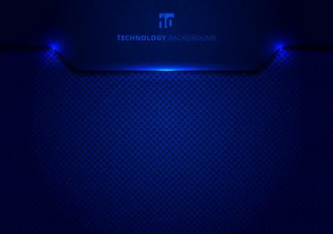 Template technology concept geometric header blue and black grid background a Illustrazione stock